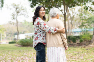 Asian senior or elderly old lady woman patient on wheelchair in park, healthy strong medical concept.